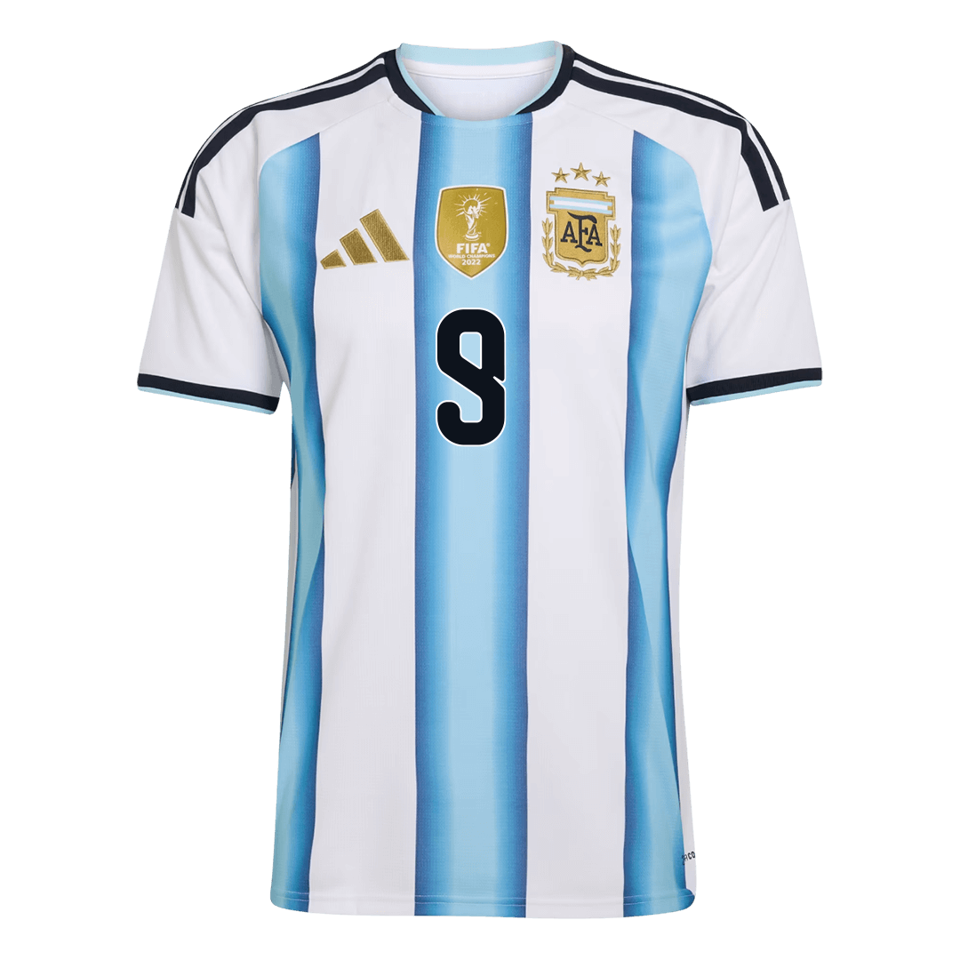 J. ALVAREZ #9 Argentine Domicile Maillot - Coupe du Monde 2026 Blue&White - Super