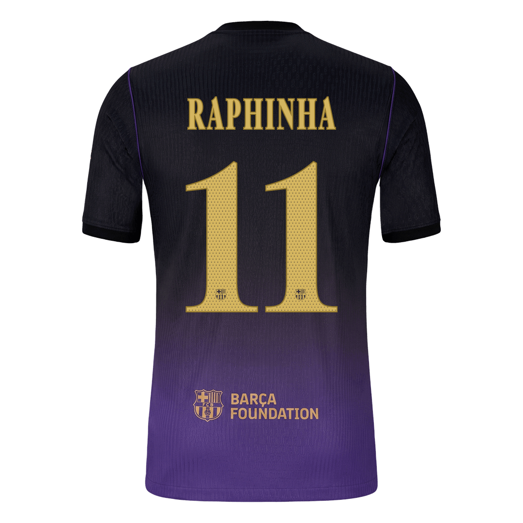 RAPHINHA #11 Barcelona Extérieur Maillot 2026/27 Black/Purple Joueur - UCL