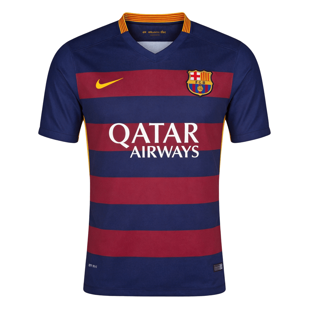 Maillot Domicile Rétro Barcelone 2015/16 Bleu&Grenat
