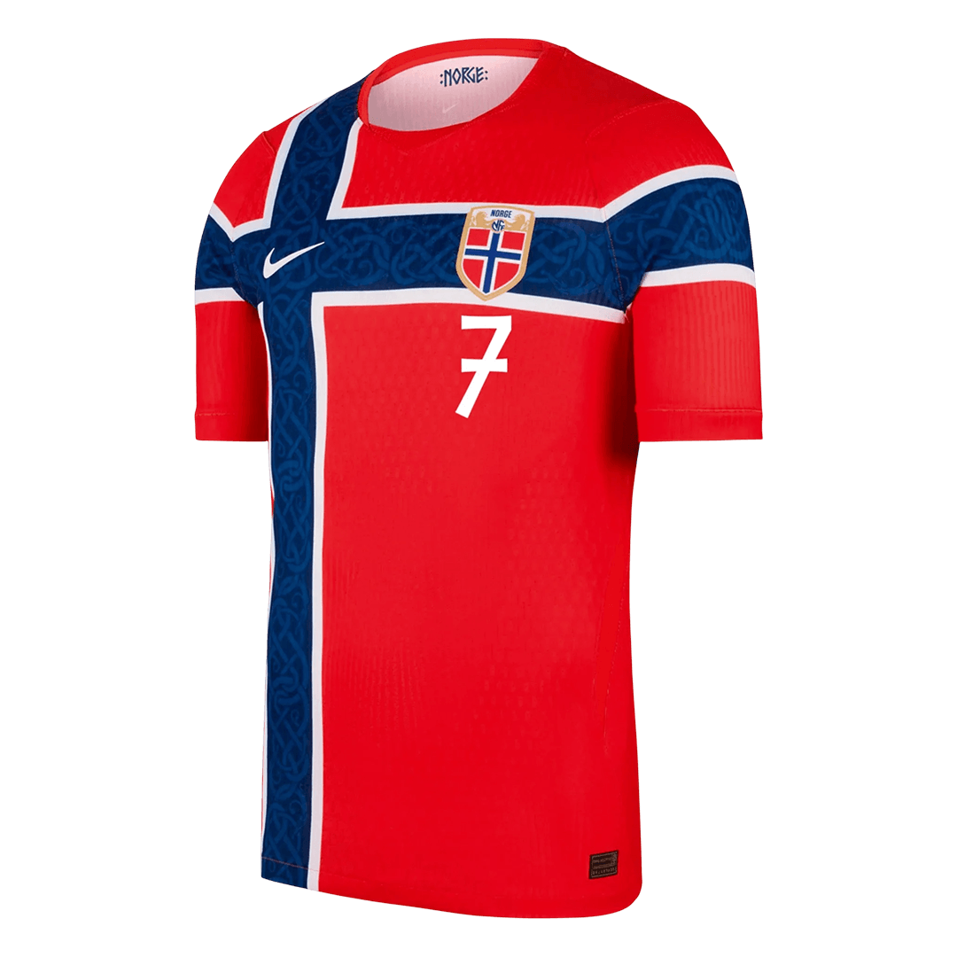 SØRLOTH #7 Norway Home Shirt - World Cup 2026 Red Player