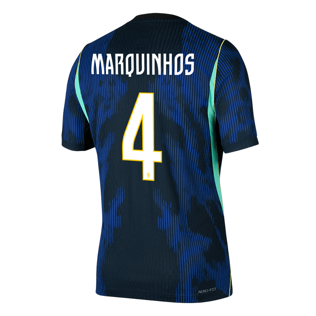 MARQUINHOS #4 Brésil Maillot Extérieur - Coupe du Monde 2026 Bleu Marine Joueur