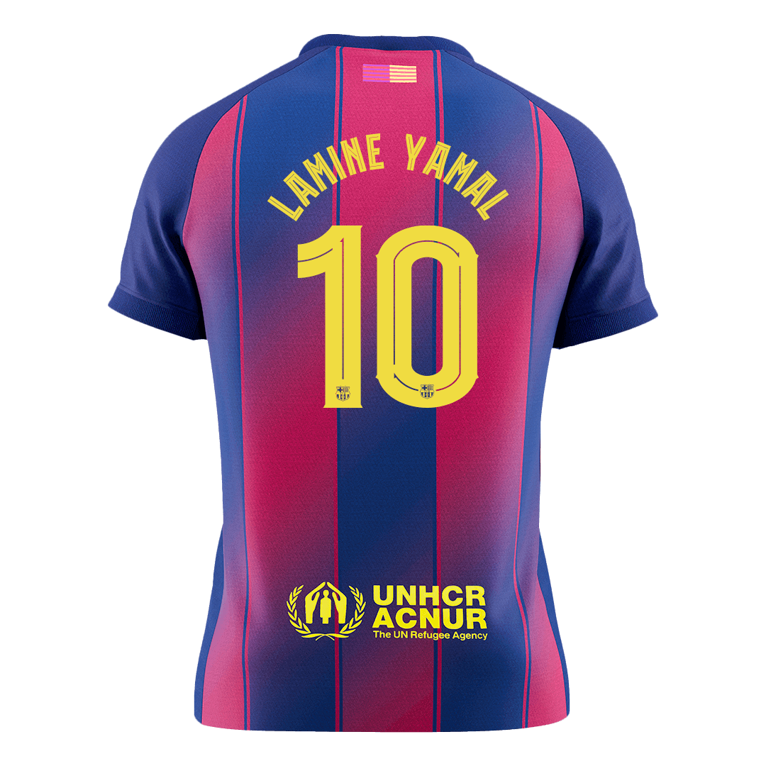 LAMINE YAMAL #10 Barcelone Domicile Maillot 2025/26 Rouge&Bleu - UCL - Super