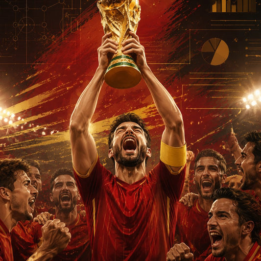 Illustration editoriale du sacre mondial 2026 de l Espagne avec une lecture visuelle des chiffres et du nouveau cycle