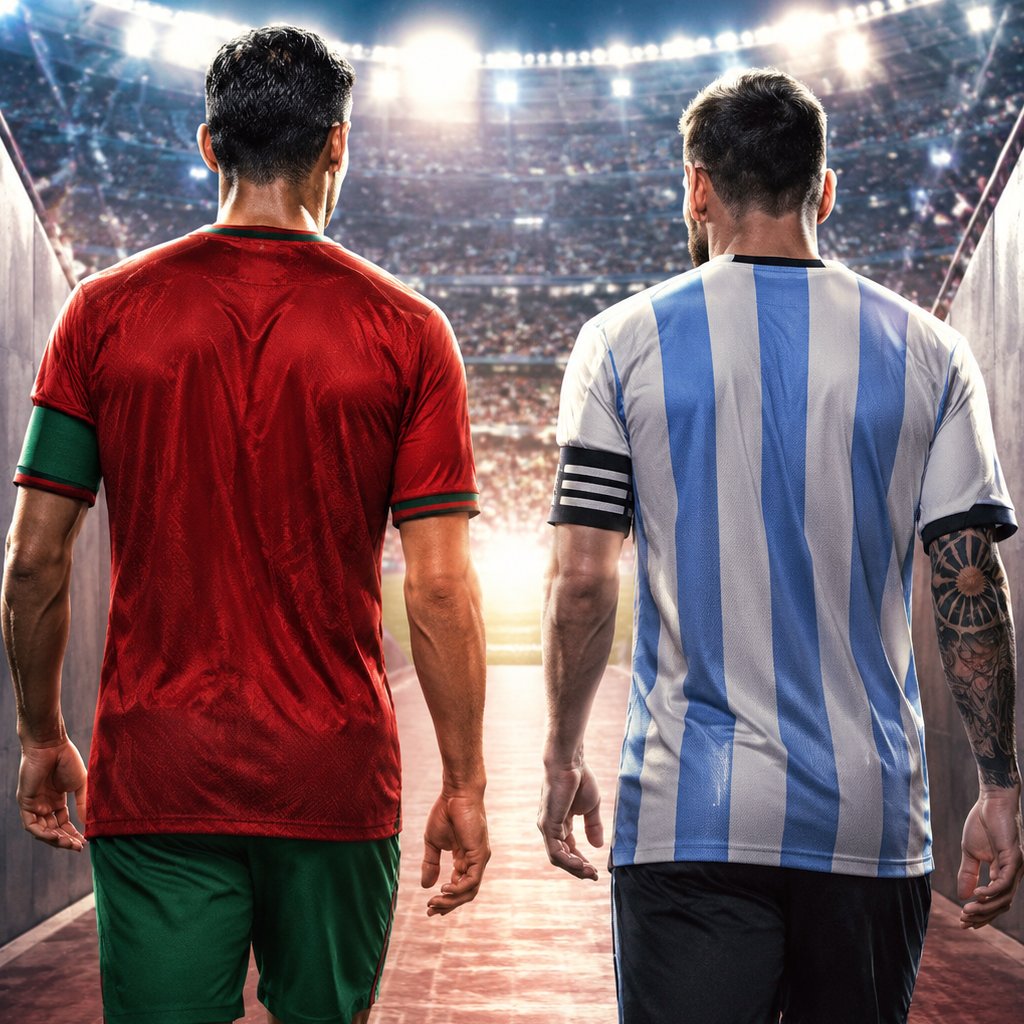Illustration de la finale du Mondial 2026 entre l'Espagne et l'Argentine avant le coup d'envoi