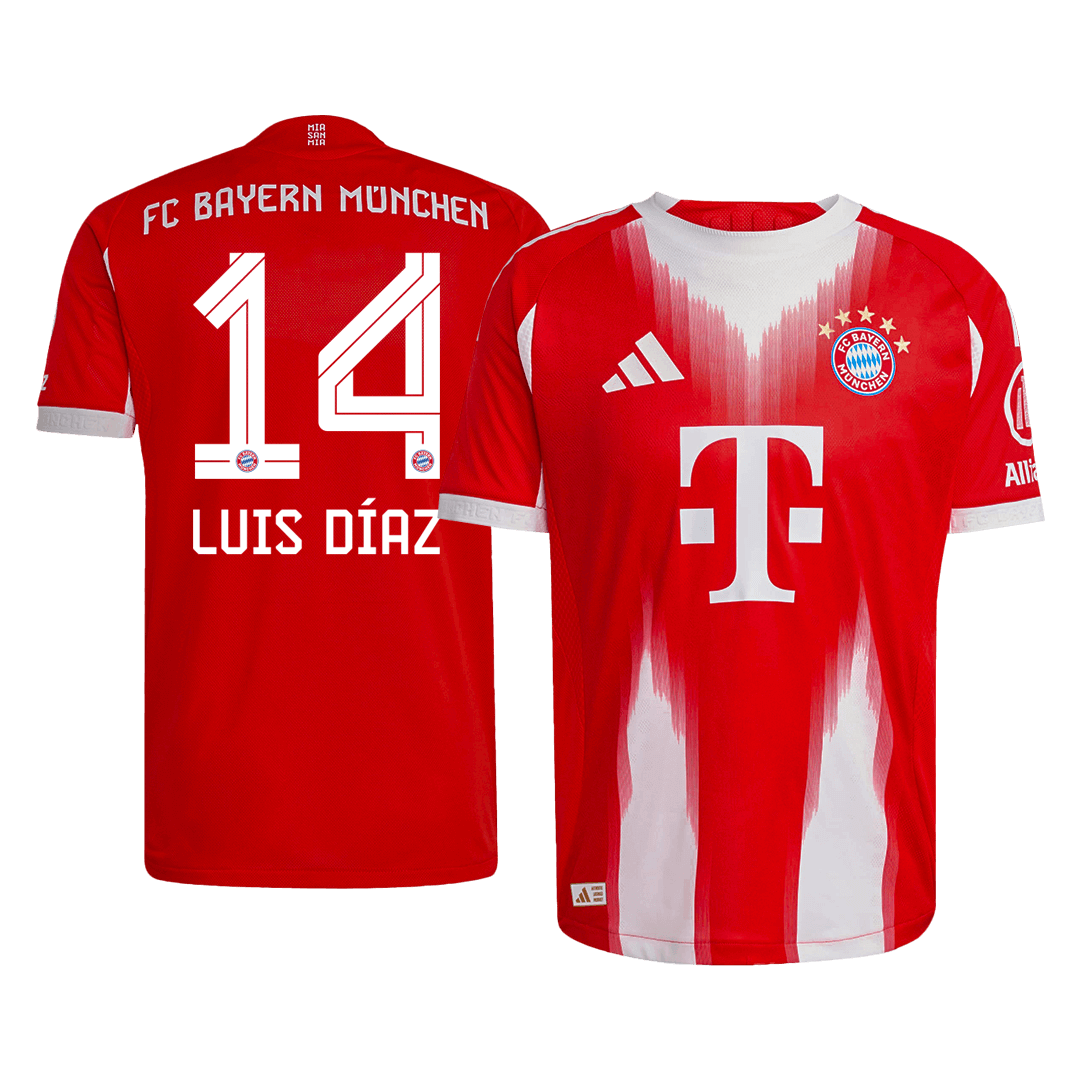 LUIS DÍAZ #14 Bayern Munich Maillot Domicile 2025/26 Rouge Joueur