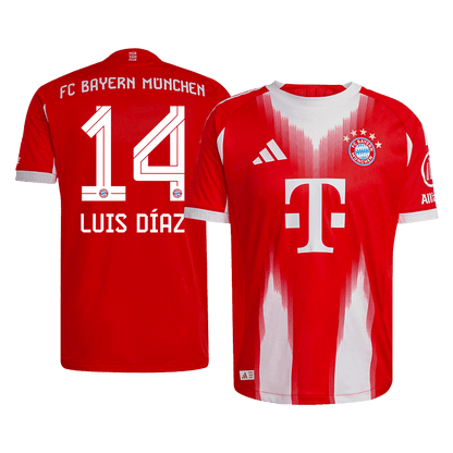 LUIS DÍAZ #14 Bayern Munich Maillot Domicile 2025/26 Rouge Joueur