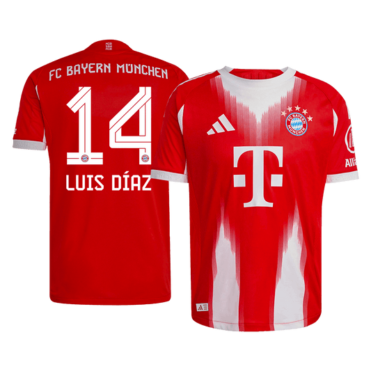 LUIS DÍAZ #14 Bayern Munich Maillot Domicile 2025/26 Rouge Joueur