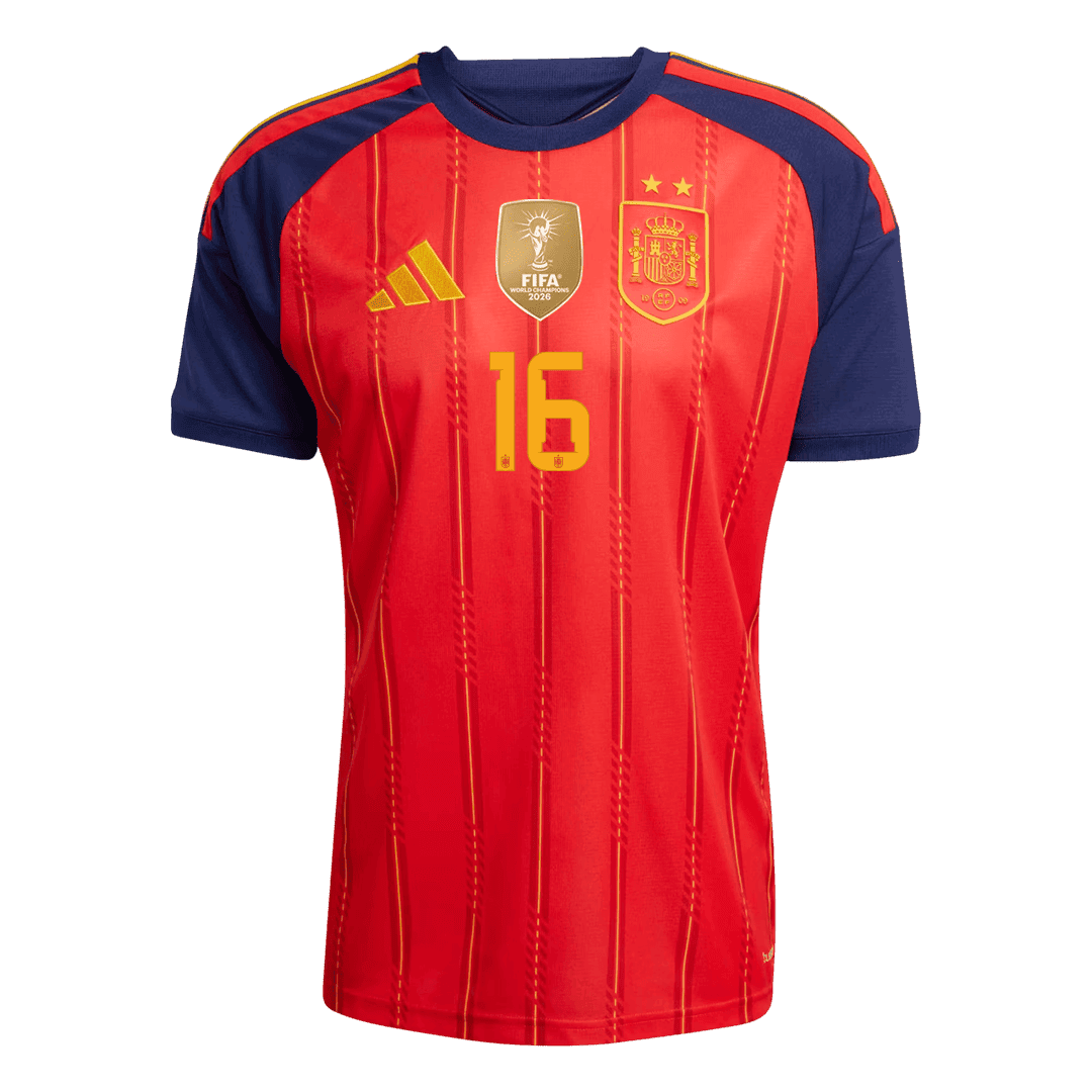 RODRIGO #16 Espagne Domicile Maillot - Coupe du Monde 2026 Rouge