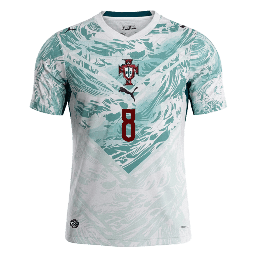 B.FERNANDES #8 Portugal Maillot Extérieur - Coupe du Monde 2026 Blanc&Vert