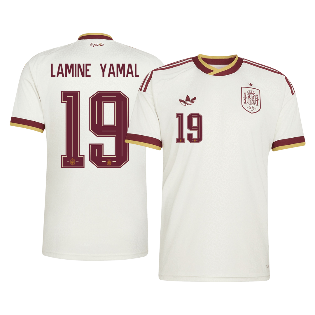 LAMINE YAMAL #19 Espagne Maillot Extérieur - Coupe du Monde 2026 Blanc