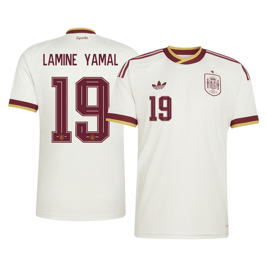 LAMINE YAMAL #19 Espagne Maillot Extérieur - Coupe du Monde 2026 Blanc