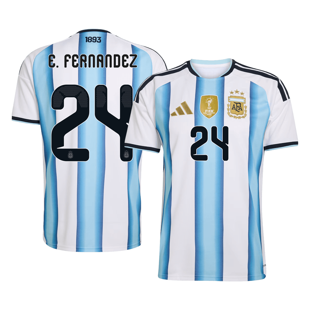 E. FERNANDEZ #24 Argentine Domicile Maillot - Coupe du Monde 2026 Blue&White - Super