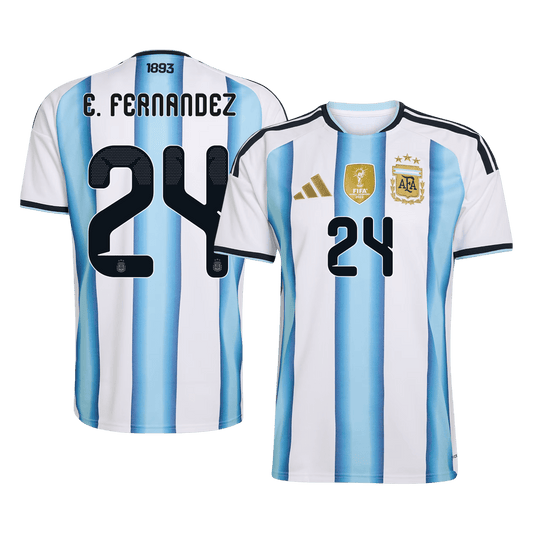E. FERNANDEZ #24 Argentine Domicile Maillot - Coupe du Monde 2026 Blue&White - Super