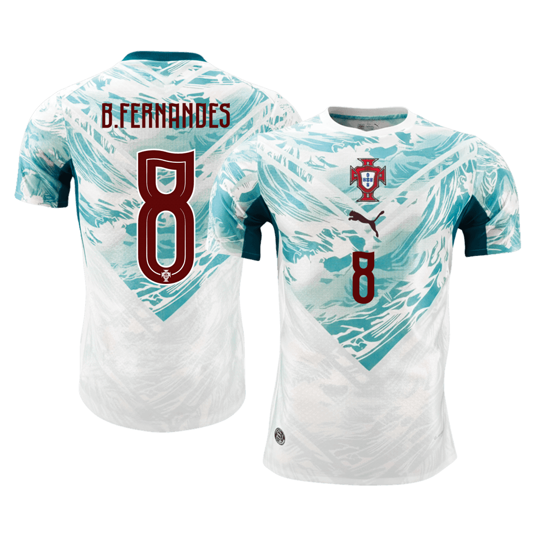 B.FERNANDES #8 Portugal Extérieur Maillot - Coupe du Monde 2026 Blanc&Vert Joueur
