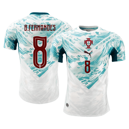 B.FERNANDES #8 Portugal Extérieur Maillot - Coupe du Monde 2026 Blanc&Vert Joueur