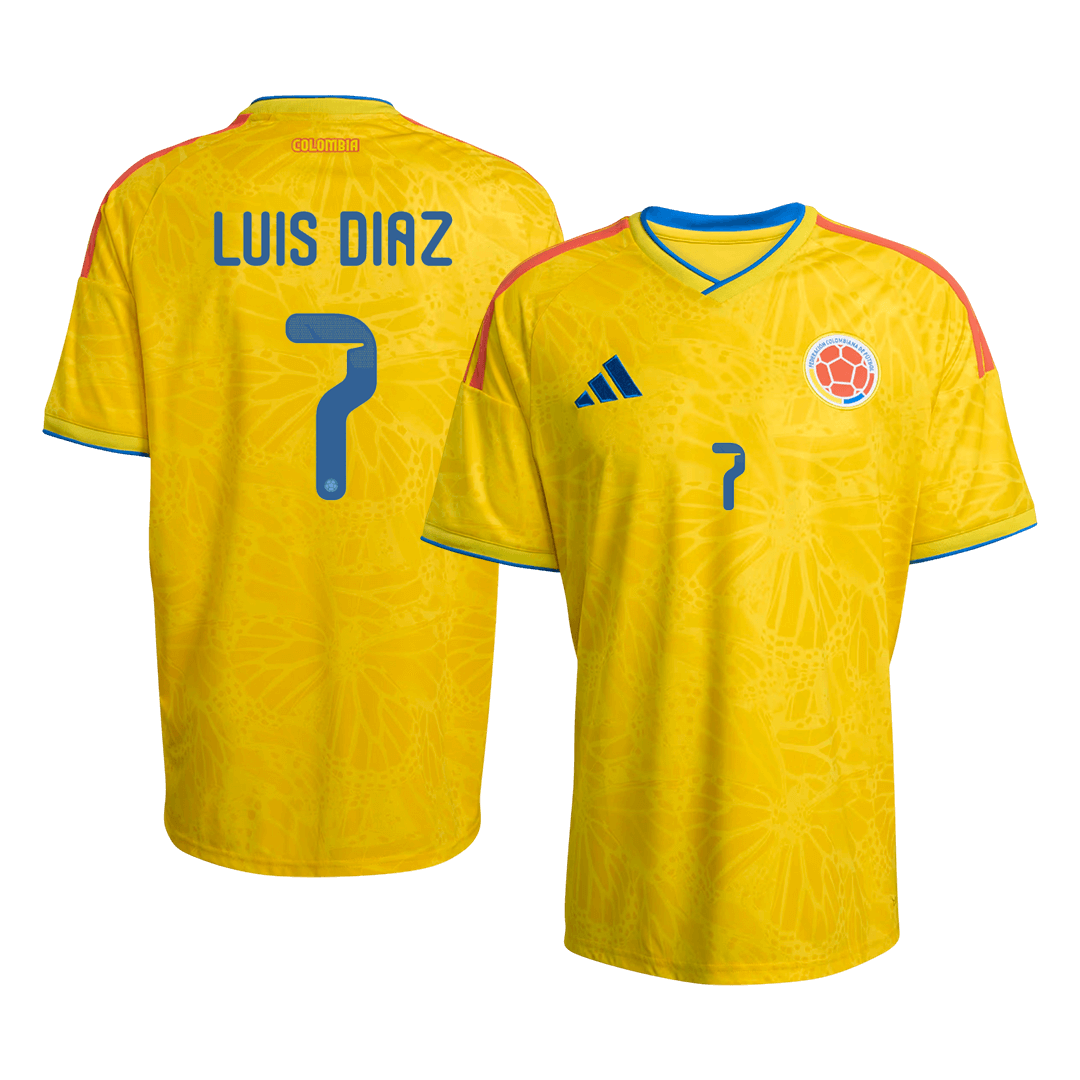 LUIS DÍAZ #7 Colombie Maillot Domicile - Coupe du Monde 2026 Jaune