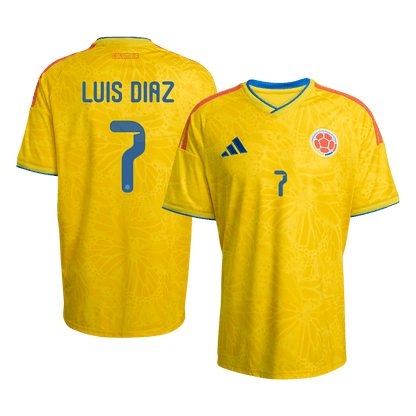LUIS DÍAZ #7 Colombie Maillot Domicile - Coupe du Monde 2026 Jaune