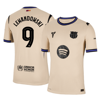 LEWANDOWSKI #9 Maillot Extérieur Barcelone 2025/26 Jaune Joueur - UCL