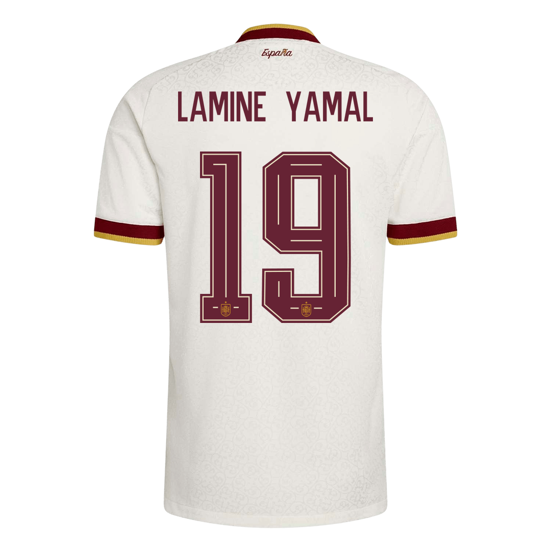 LAMINE YAMAL #19 Espagne Maillot Extérieur - Coupe du Monde 2026 Blanc Joueur