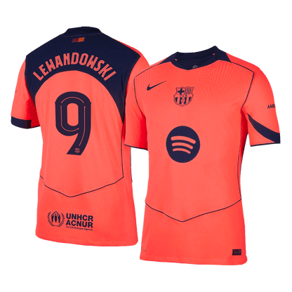 LEWANDOWSKI #9 Barcelone Troisième Maillot 2025/26 Orange Joueur - UCL