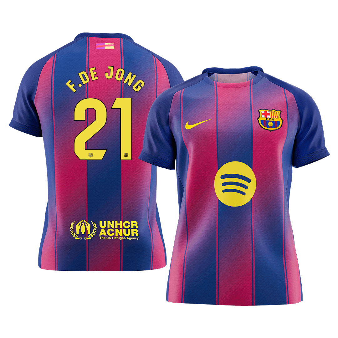 F.DE JONG #21 Barcelona Domicile Maillot 2025/26 Rouge&Bleu - Super