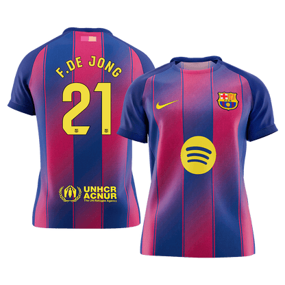 F.DE JONG #21 Barcelona Domicile Maillot 2025/26 Rouge&Bleu - Super