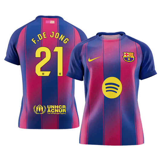 F.DE JONG #21 Barcelona Domicile Maillot 2025/26 Rouge&Bleu - Super
