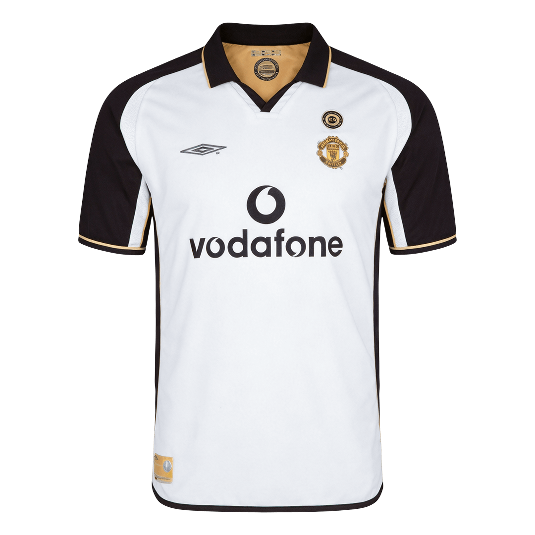 Maillot Rétro Manchester United Extérieur 2001/02 Blanc&Or