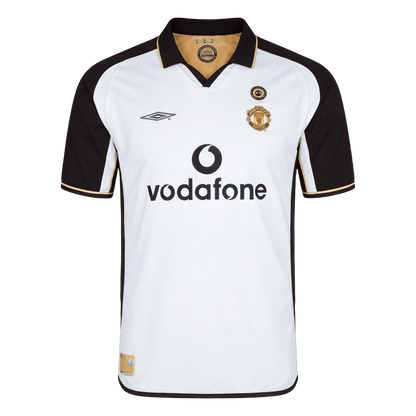 Maillot Rétro Manchester United Extérieur 2001/02 Blanc&Or