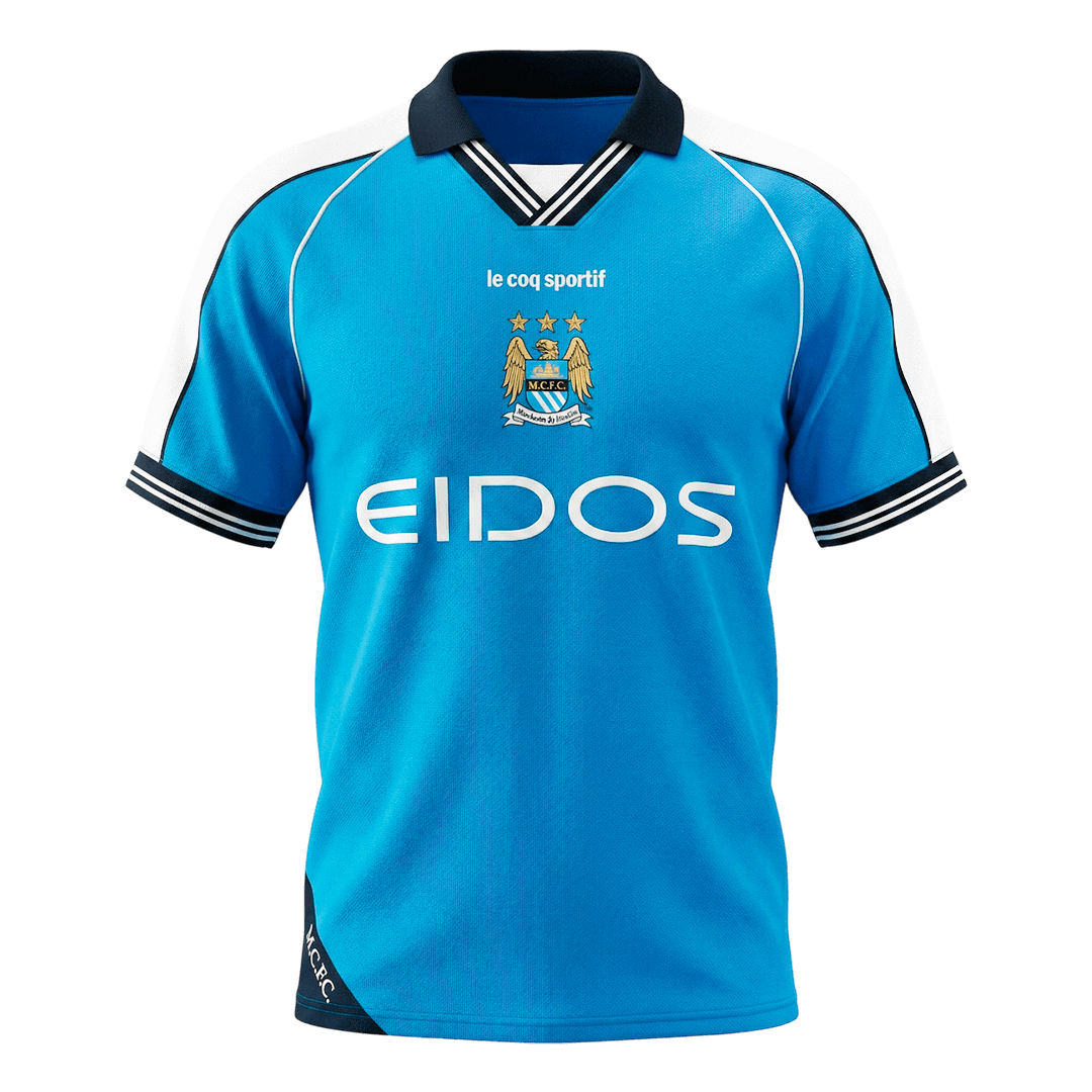Retro Manchester City Domicile Maillot 1999/01 Bleu