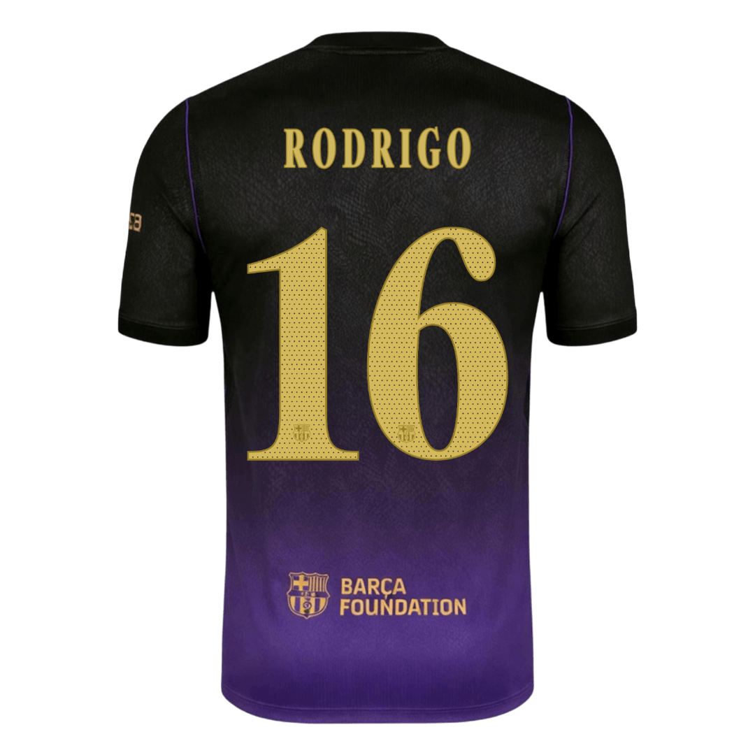 RODRIGO #16 Barcelona Extérieur Maillot 2026/27 Black/Purple - UCL