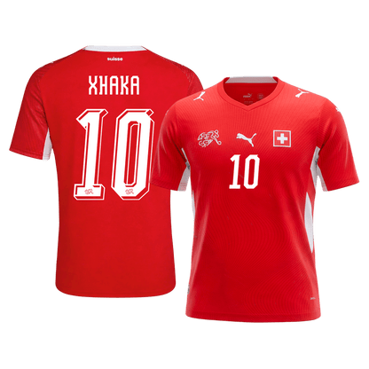 XHAKA #10 Switzerland Home Shirt - World Cup 2026 Red