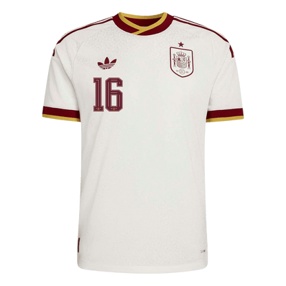 RODRIGO #16 Espagne Maillot Extérieur - Coupe du Monde 2026 Blanc Joueur