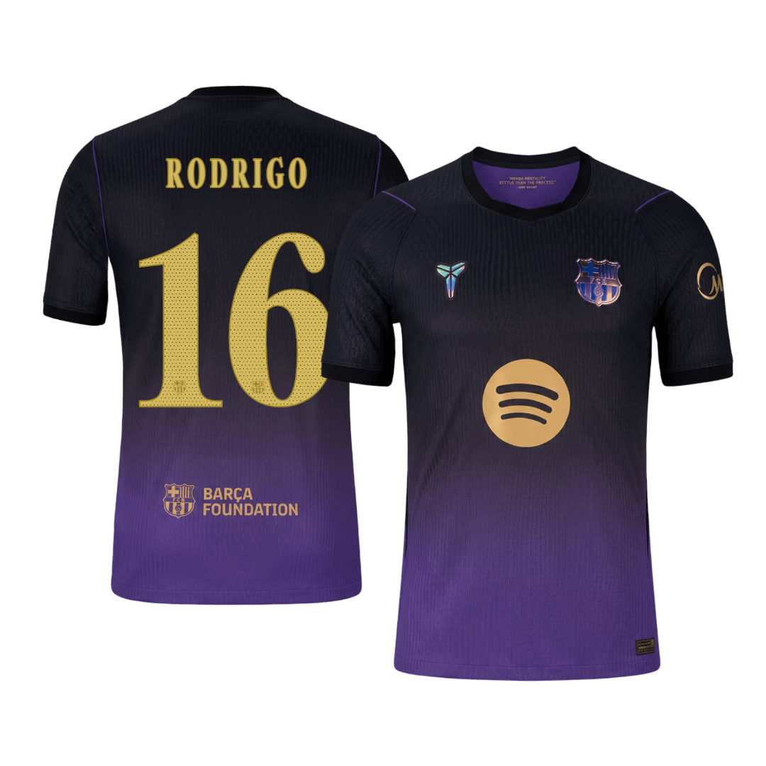 RODRIGO #16 Barcelona Extérieur Maillot 2026/27 Black/Purple Joueur - UCL