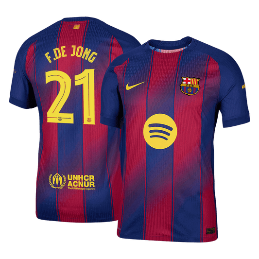 F.DE JONG #21 Barcelone Domicile Maillot 2025/26 Rouge&Bleu Joueur - UCL