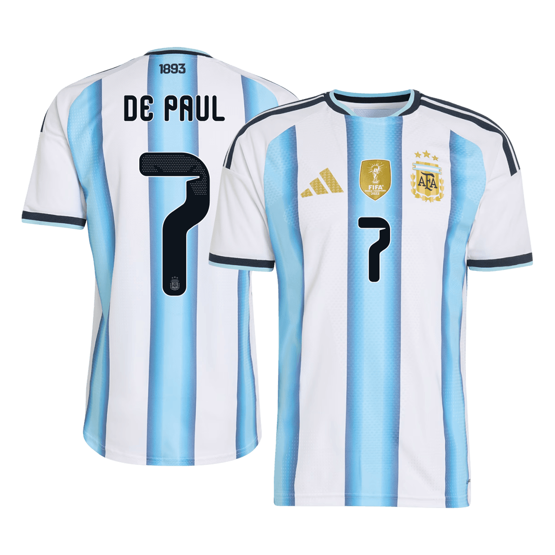 DE PAUL #7 Argentine Domicile Maillot - Coupe du Monde 2026 Bleu&Blanc Joueur