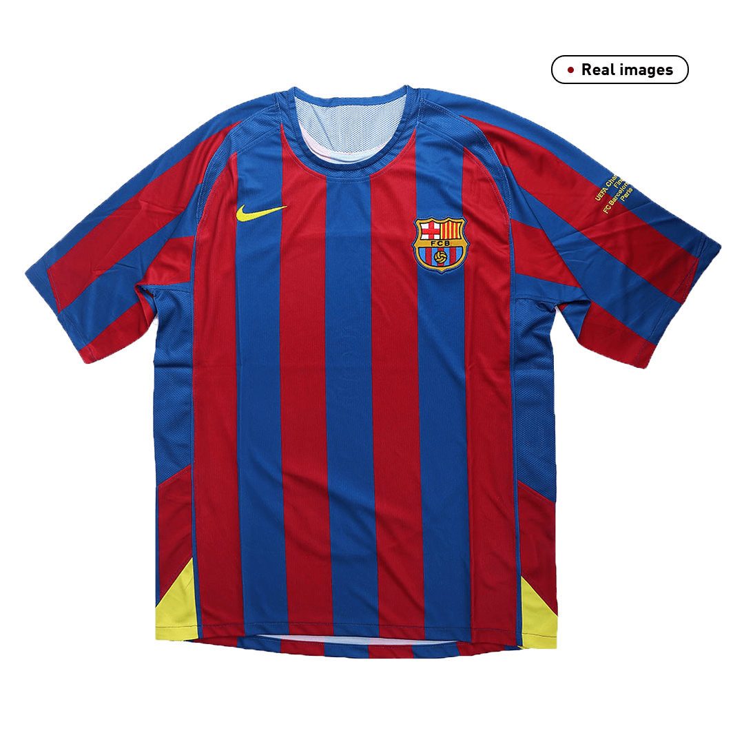 Maillot Rétro Domicile Barcelone 2005/06 Rouge&Bleu - UCL