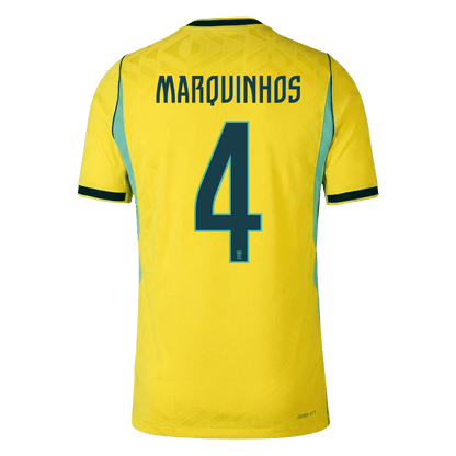 MARQUINHOS #4 Brazil Home Jersey - 2026 World Cup Yellow Player