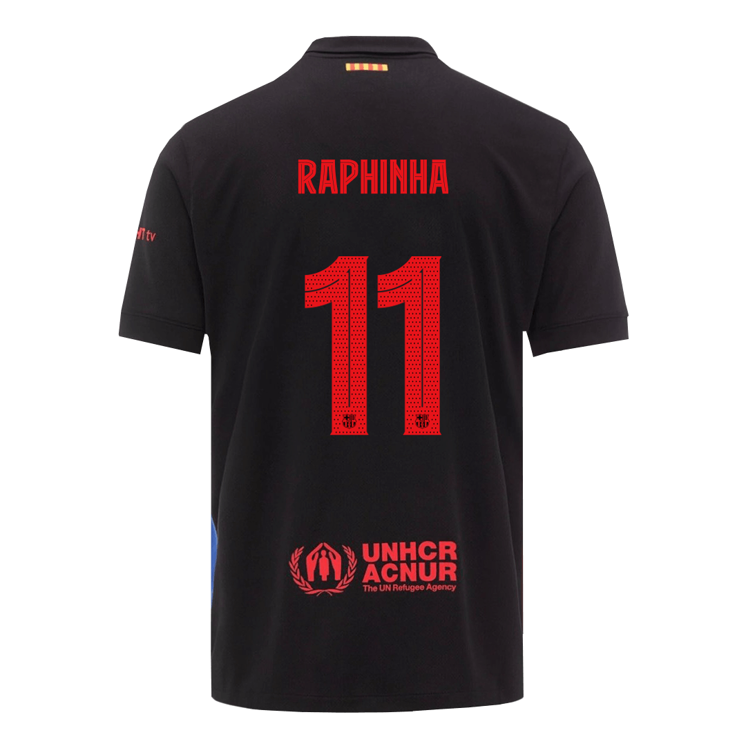 RAPHINHA #11 Barcelone Maillot Extérieur 2024/25 Noir - UCL