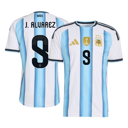 J. ALVAREZ #9 Argentine Domicile Maillot - Coupe du Monde 2026 Blue&White - Super