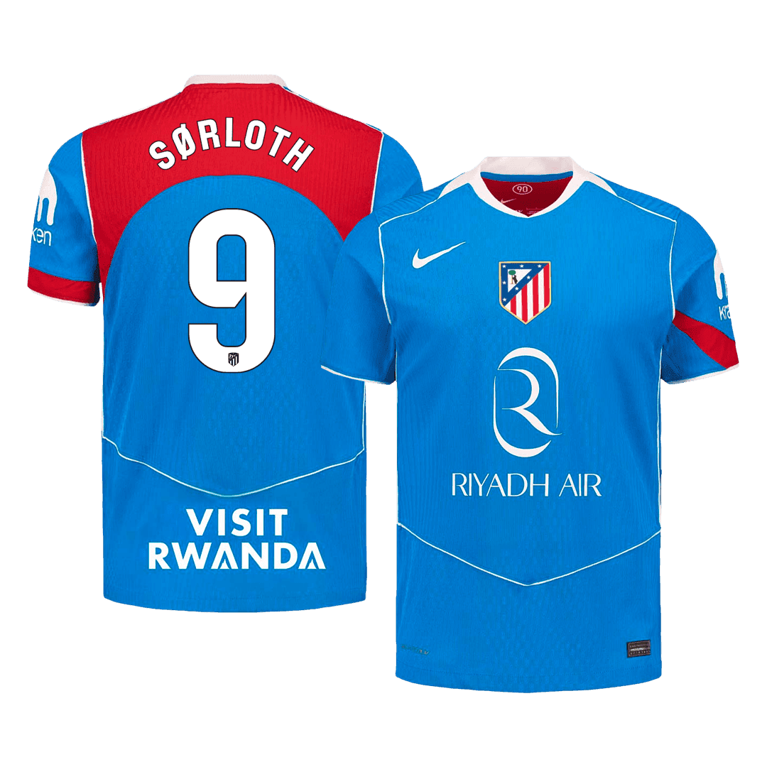 SØRLOTH #9 Atletico Madrid Troisième Maillot 2025/26 Bleu Joueur