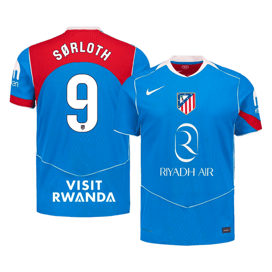 SØRLOTH #9 Atletico Madrid Third Maillot 2025/26 Bleu Joueur