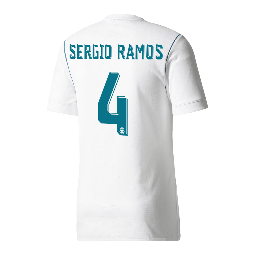 Maillot domicile rétro Real Madrid 2017/18 blanc SERGIO RAMOS #4
