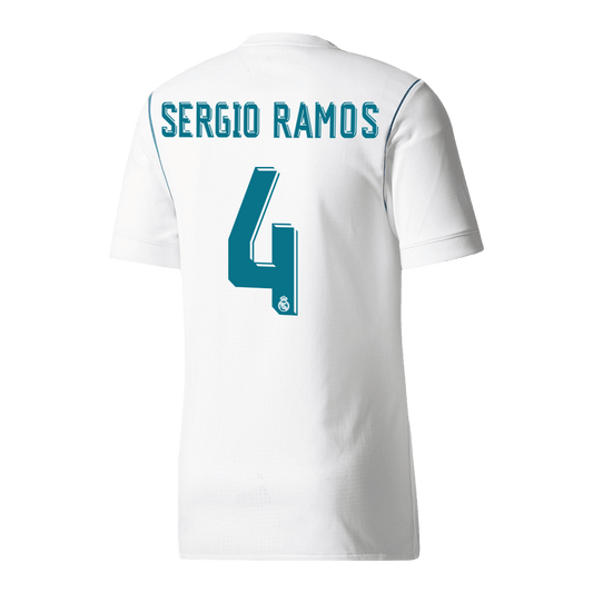 Maillot domicile rétro Real Madrid 2017/18 blanc SERGIO RAMOS #4
