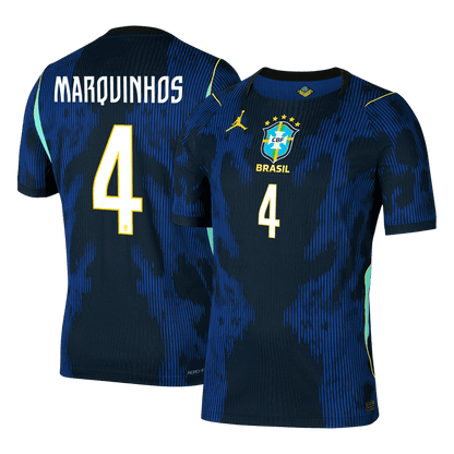 MARQUINHOS #4 Brésil Maillot Extérieur - Coupe du Monde 2026 Bleu Marine Joueur