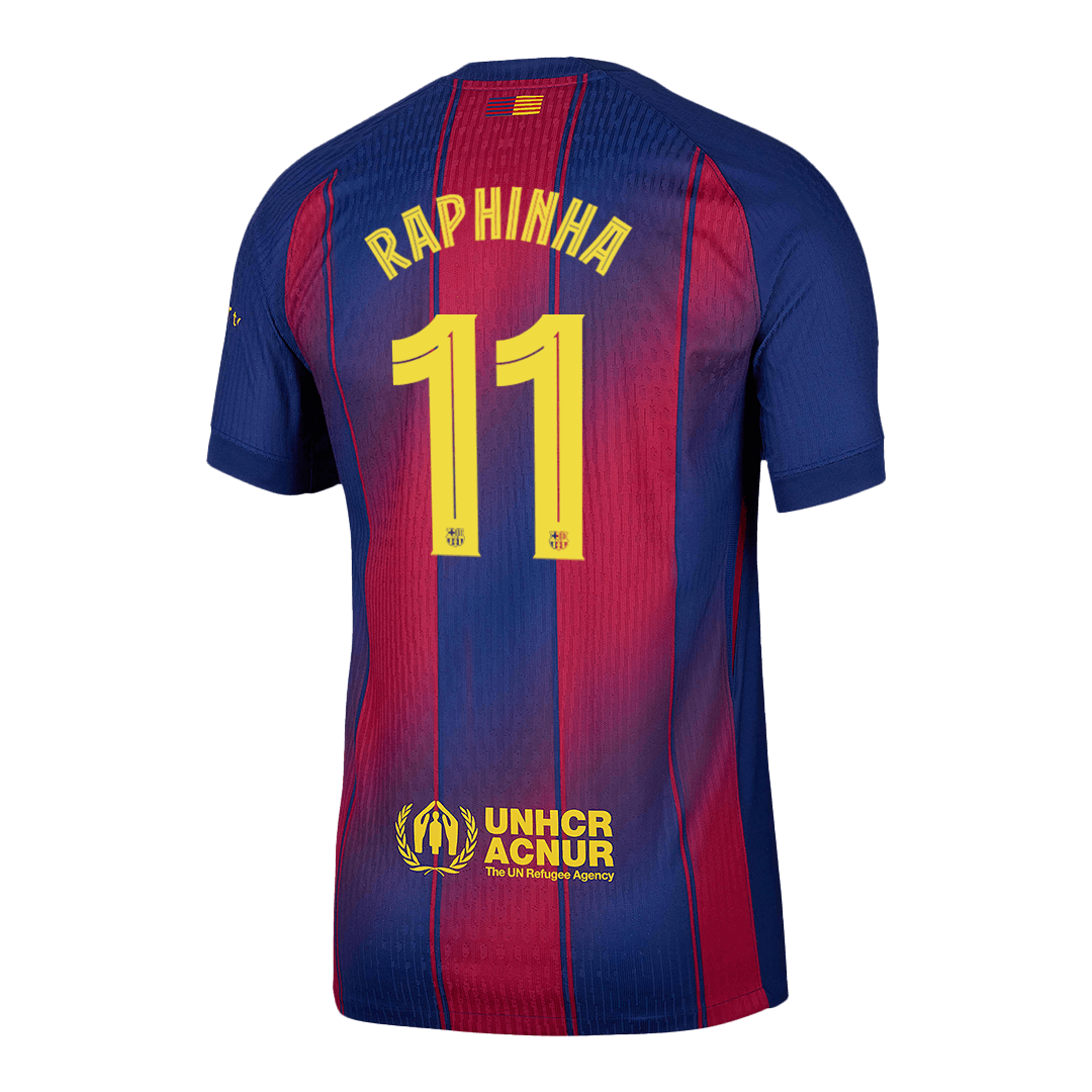 RAPHINHA #11 Barcelone Domicile Maillot 2025/26 Rouge&Bleu Joueur - UCL