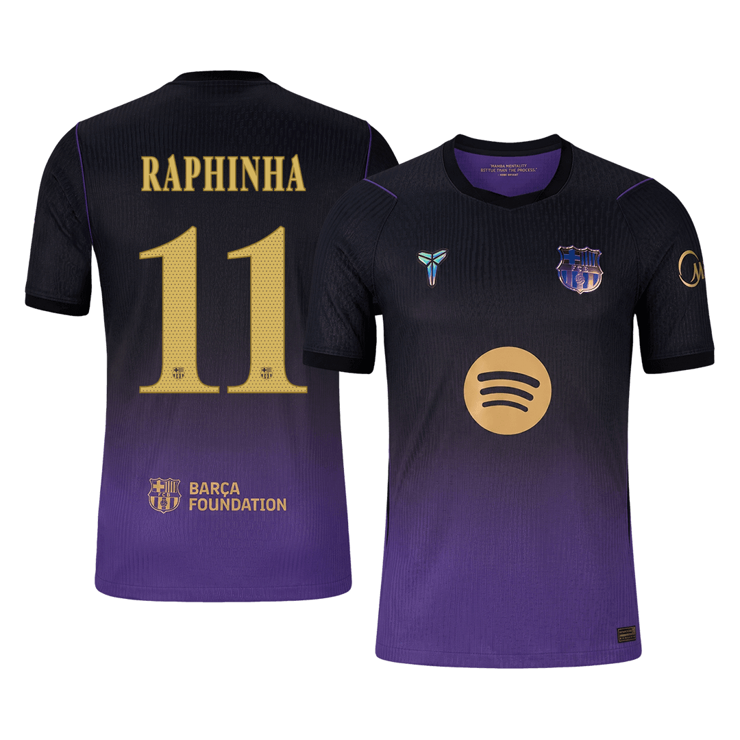 RAPHINHA #11 Barcelona Extérieur Maillot 2026/27 Black/Purple Joueur - UCL