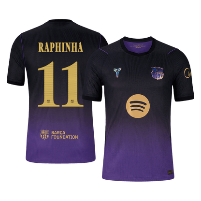 RAPHINHA #11 Barcelona Extérieur Maillot 2026/27 Black/Purple Joueur - UCL