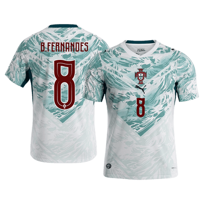 B.FERNANDES #8 Portugal Maillot Extérieur - Coupe du Monde 2026 Blanc&Vert