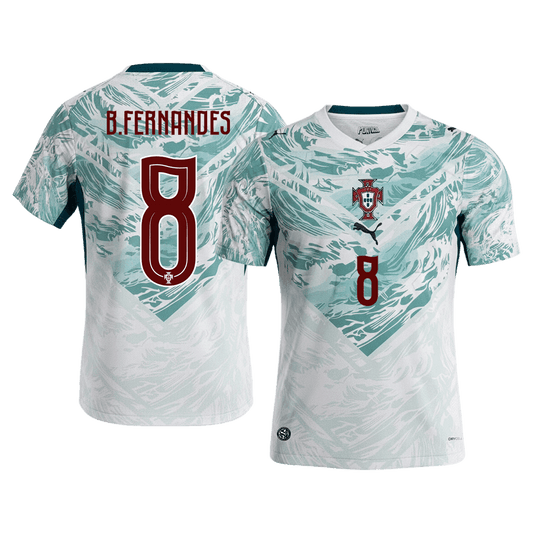 B.FERNANDES #8 Portugal Maillot Extérieur - Coupe du Monde 2026 Blanc&Vert